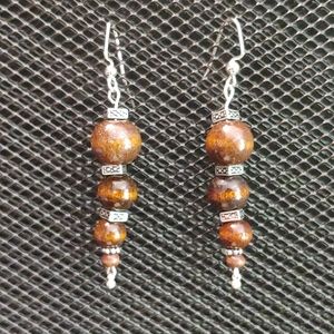 3/$20 | Wood bead and silver earrings